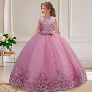 2025 New Hot Selling Girl Party Dress Gorgeous Big Bow Graduation Ball Dress 4 6.8 10 12 Elegant Birthday Dress Girl dresses