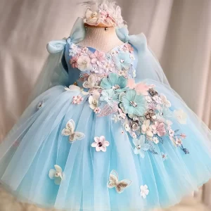 0-6-year-old luxurious and elegant butterfly girl princess dress formal anniversary celebration fluffy dress model art performan